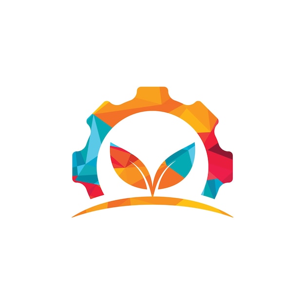 Diseño de logotipo de vector de hoja de engranaje