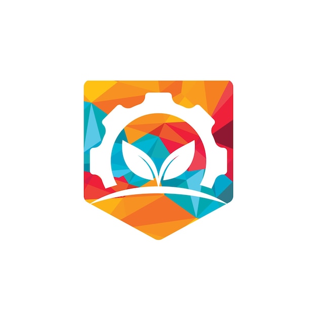 Diseño de logotipo de vector de hoja de engranaje