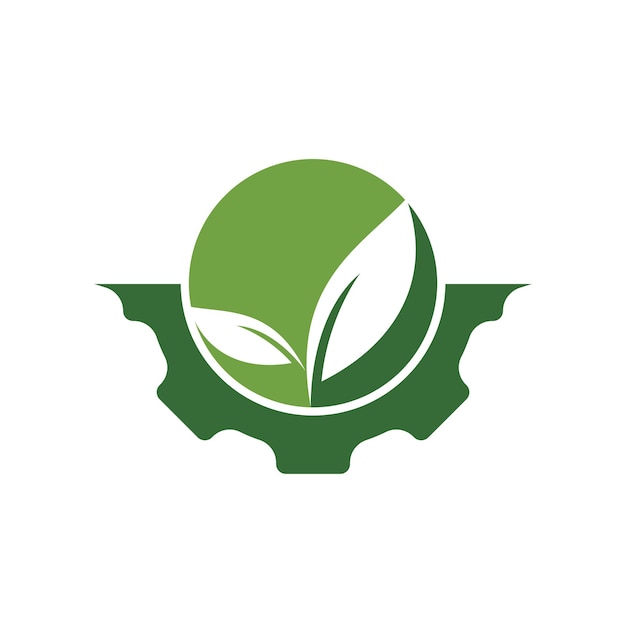 Diseño de logotipo de vector de hoja de engranaje