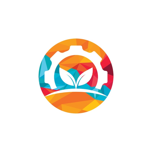 Diseño de logotipo de vector de hoja de engranaje