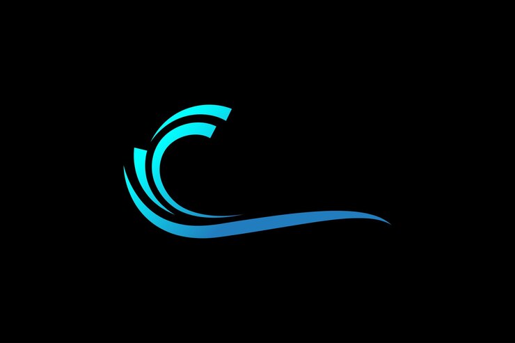 Diseño de logotipo de vector de icono de onda azul profesional mínimo y moderno