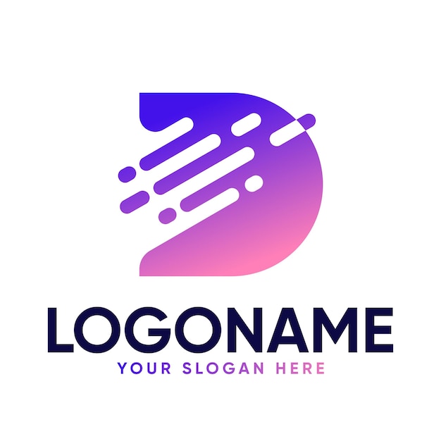 Diseño del logotipo del vector inicial de la letra D