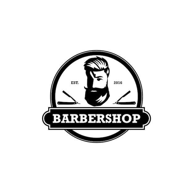 Diseño de logotipo de vector de insignia de barbería