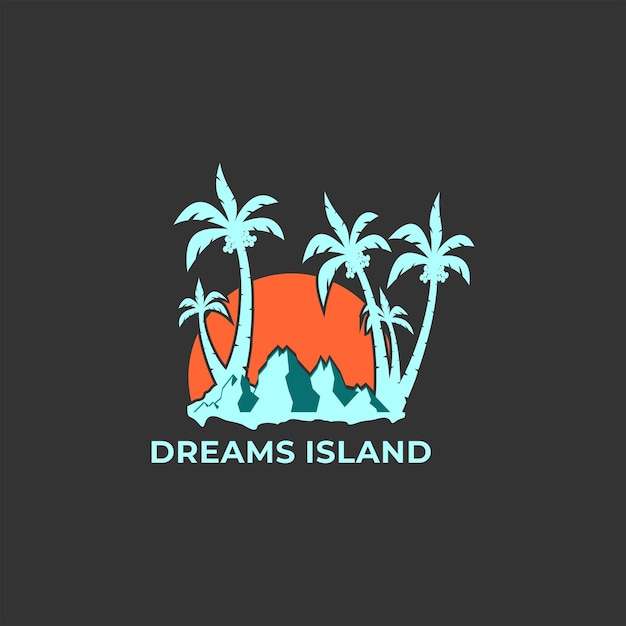 Diseño de logotipo de vector de isla de sueños