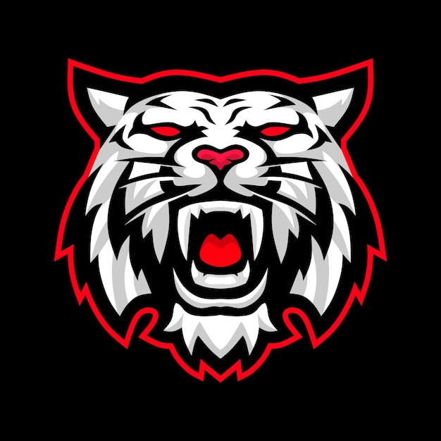 Diseño de logotipo de vector de juego de deporte de tigre blanco