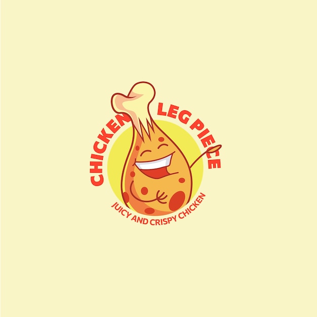 Diseño de logotipo de vector jugoso y crujiente de pieza de pierna de pollo