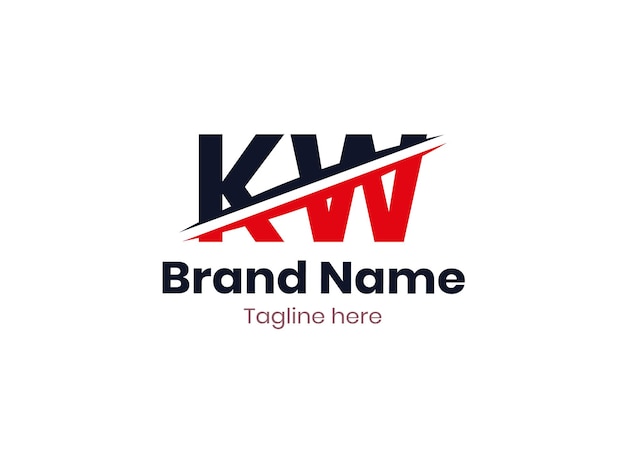Diseño del logotipo Vector KW dividido por línea plantilla del logotipo KW con color rojo y negro logotipo WK letra WK