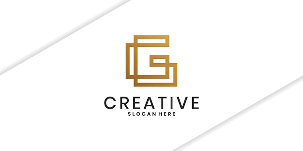Diseño de logotipo de vector de letra G creativo moderno con estilo lineal
