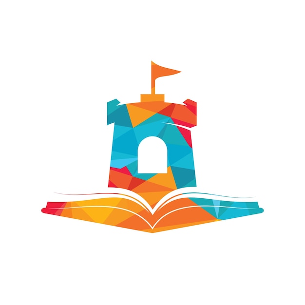 Diseño de logotipo de vector de libro de castillo
