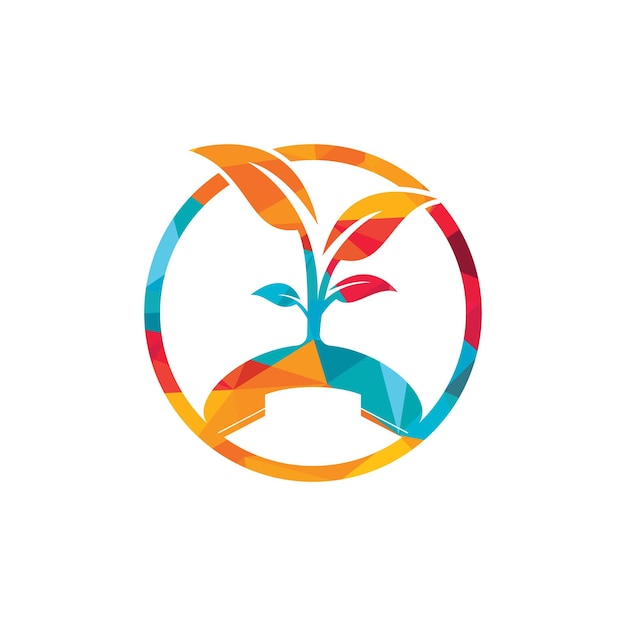 Diseño de logotipo de vector de llamada de naturaleza Plantilla de diseño de icono de árbol de auricular