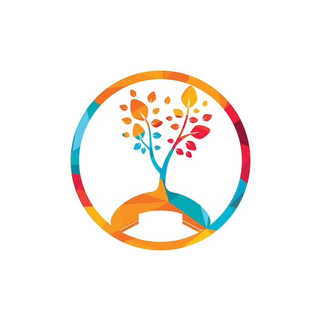 Diseño de logotipo de vector de llamada de naturaleza Plantilla de diseño de icono de árbol de auricular