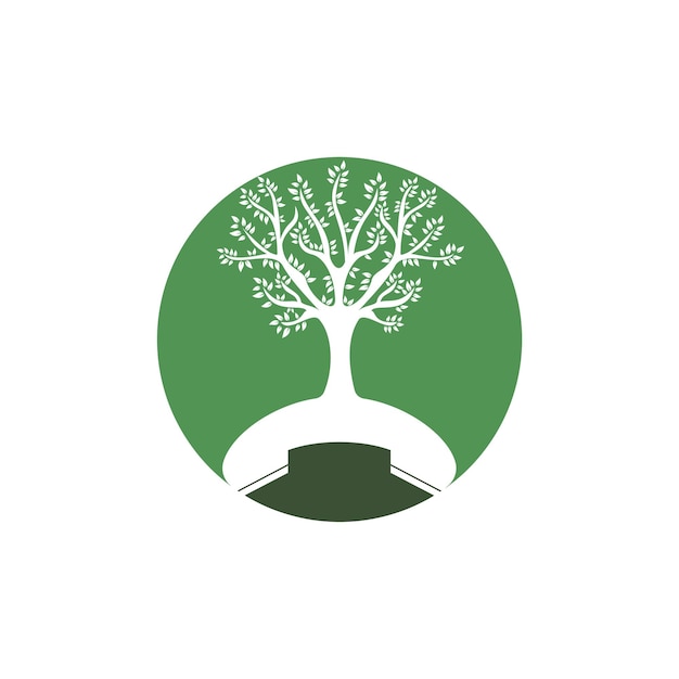 Diseño de logotipo de vector de llamada de naturaleza Plantilla de diseño de icono de árbol de auricular