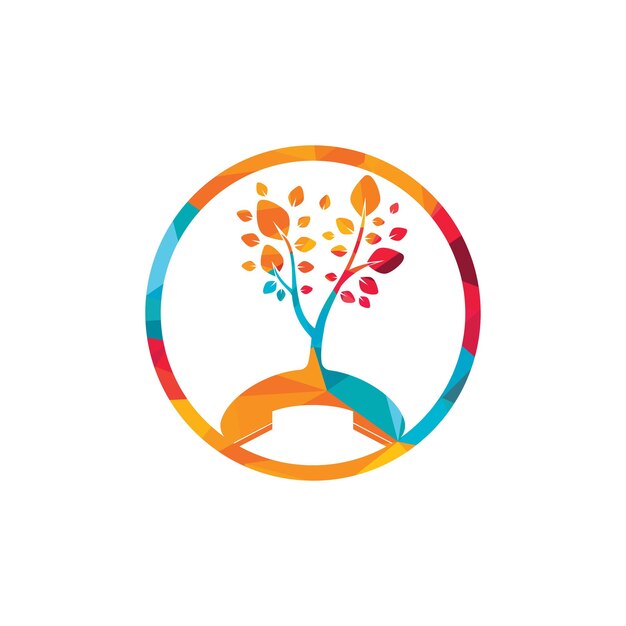 Diseño de logotipo de vector de llamada de naturaleza Plantilla de diseño de icono de árbol de auricular