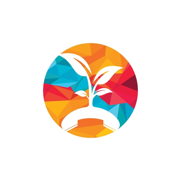 Diseño de logotipo de vector de llamada de naturaleza Plantilla de diseño de icono de árbol de auricular