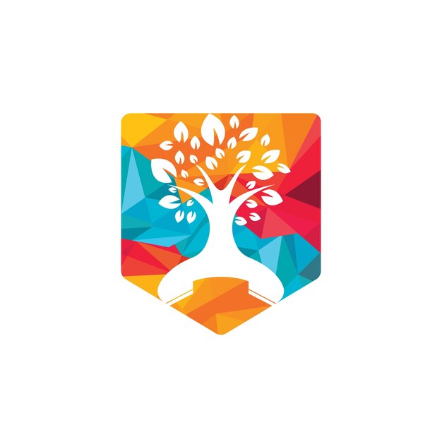 Diseño de logotipo de vector de llamada de naturaleza Plantilla de diseño de icono de árbol de auricular