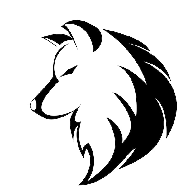 Diseño de logotipo de vector de lobo blanco negro