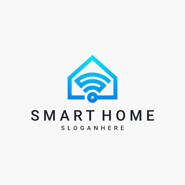 Diseño de logotipo de vector de logotipo de tecnología de hogar inteligente