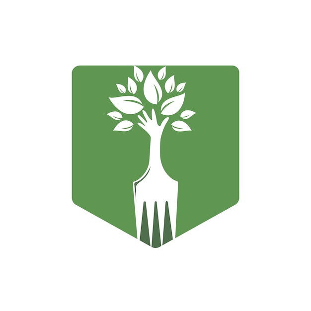 Diseño del logotipo del vector de la mano de la horquilla del árbol
