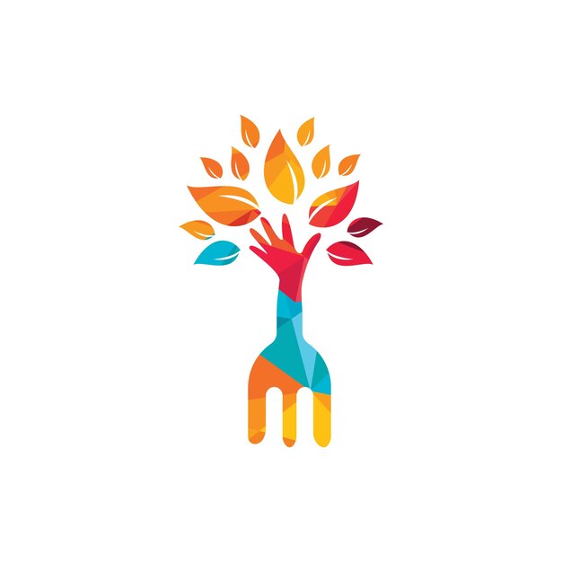 Diseño del logotipo del vector de la mano de la horquilla del árbol