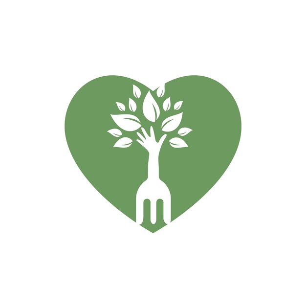 Diseño del logotipo del vector de la mano de la horquilla del árbol