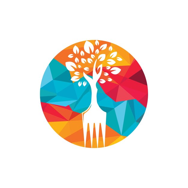 Diseño del logotipo del vector de la mano de la horquilla del árbol