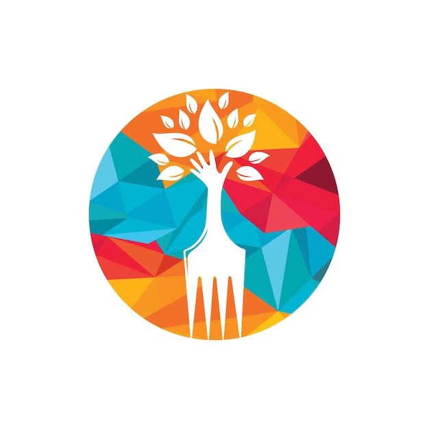 Diseño del logotipo del vector de la mano de la horquilla del árbol