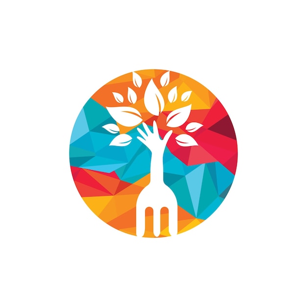 Diseño del logotipo del vector de la mano de la horquilla del árbol
