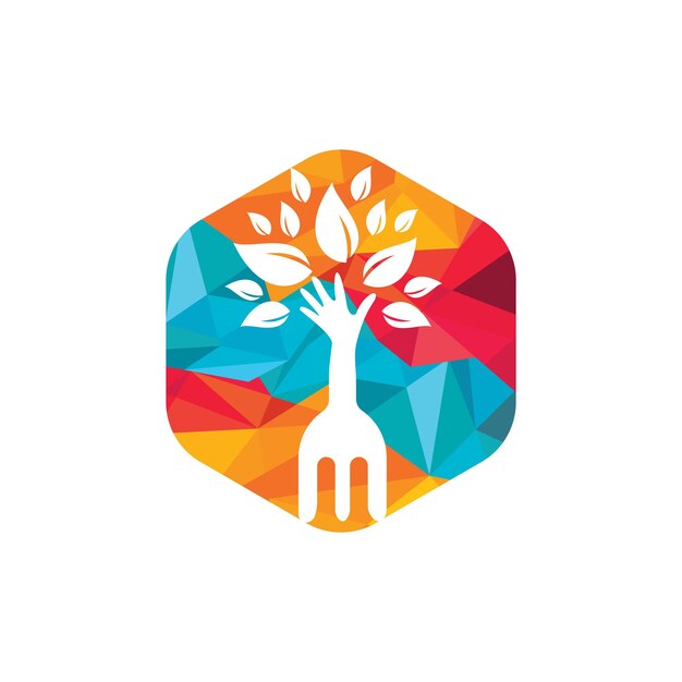 Diseño del logotipo del vector de la mano de la horquilla del árbol