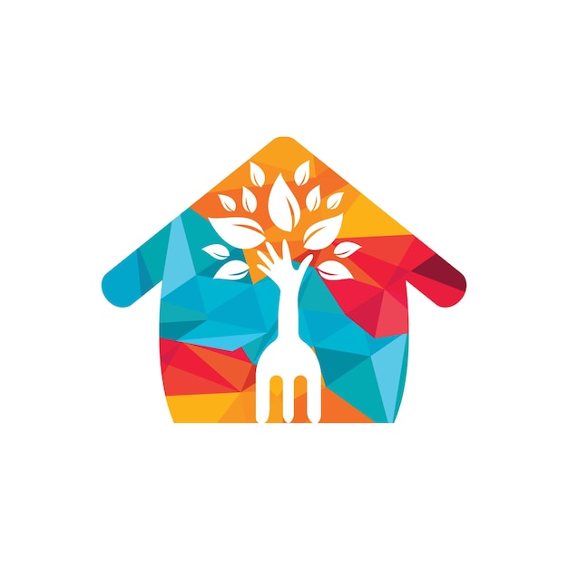 Diseño del logotipo del vector de la mano de la horquilla del árbol