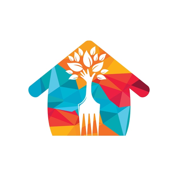 Diseño del logotipo del vector de la mano de la horquilla del árbol