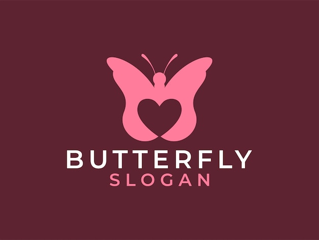 Diseño de logotipo de vector de mariposa y corazón