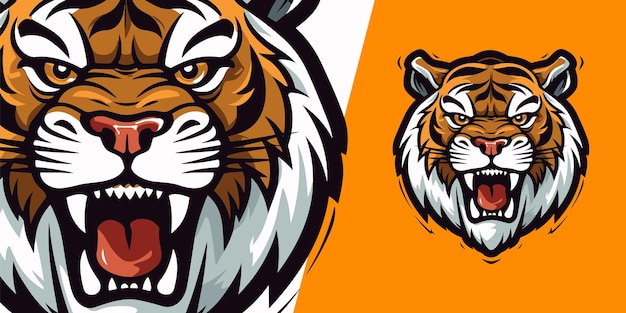 Diseño de logotipo de vector de mascota de tigre clásico ideal para equipos deportivos y uso de insignias