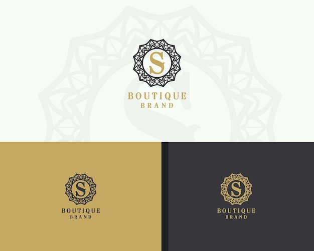 Diseño de logotipo de vector de monograma de letra S de lujo. logotipo de mandala y boutique.