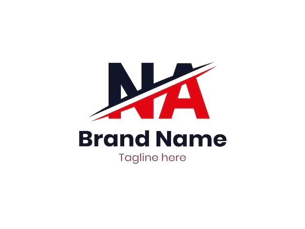 Diseño del logotipo Vector NA dividido por línea plantilla del logotipo NA con color rojo y negro AN logotipo AN letra
