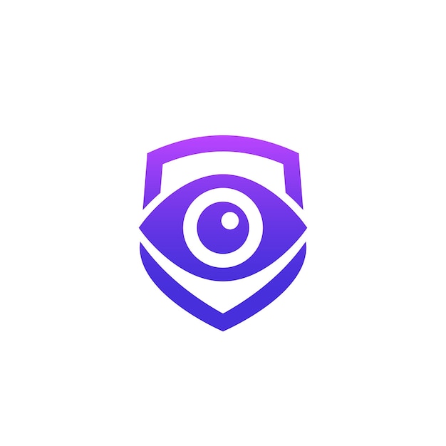 Diseño de logotipo de vector de ojo y escudo