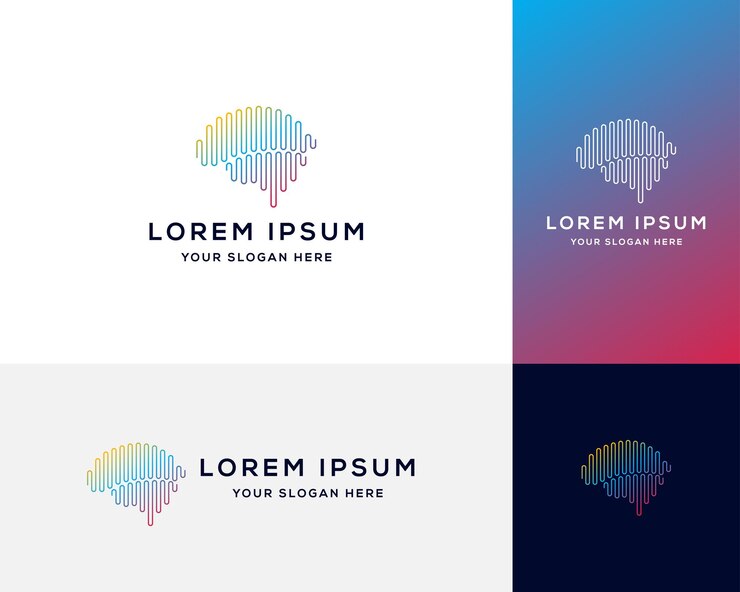 Diseño de logotipo de vector de onda cerebral inteligente para investigación de inteligencia empresarial inteligente