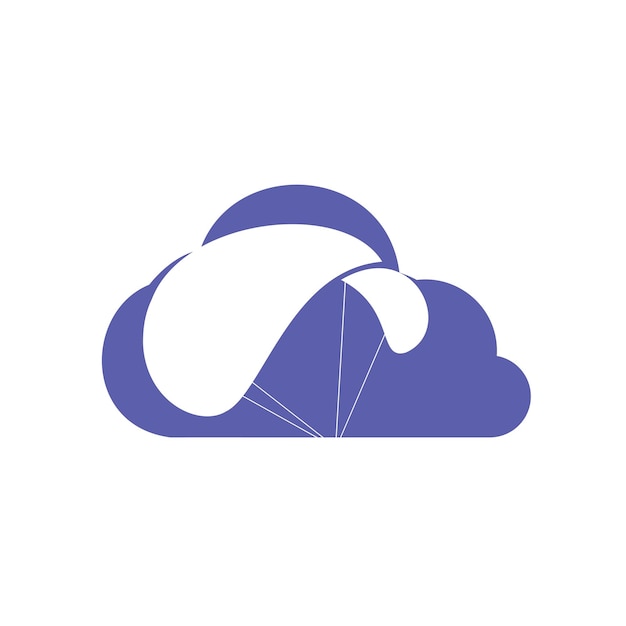 Diseño de logotipo de vector de paracaídas y nube
