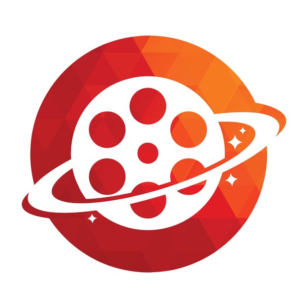 Diseño del logotipo del vector de película del planeta