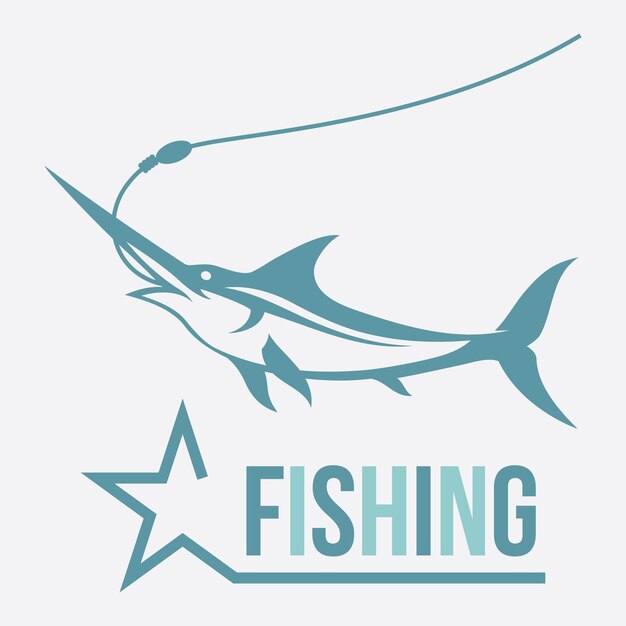 Diseño del logotipo del vector de la pesca del marlín azul