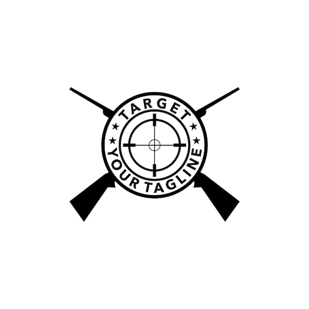 Diseño de logotipo de vector de pistola de francotirador objetivo