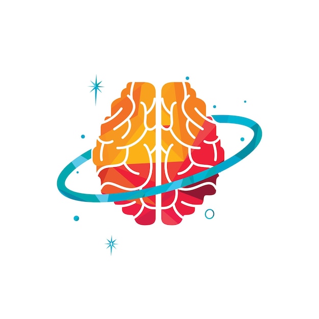 Diseño de logotipo de vector de planeta cerebro