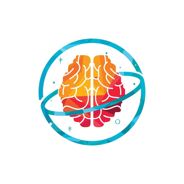 Diseño del logotipo del vector del planeta del cerebro