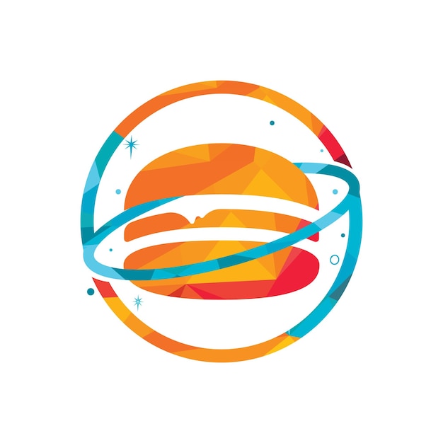Diseño del logotipo del vector del planeta hamburguesa