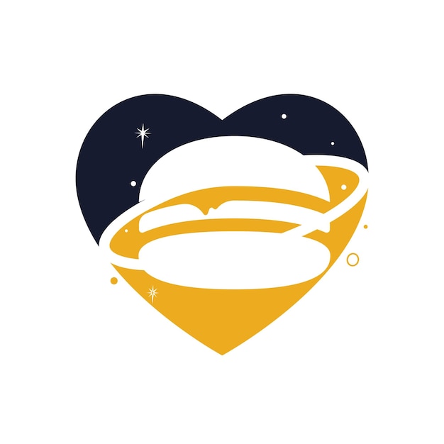 Diseño del logotipo del vector del planeta hamburguesa