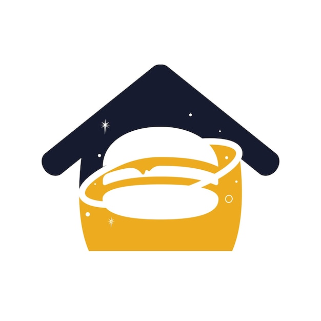 Diseño del logotipo del vector del planeta hamburguesa