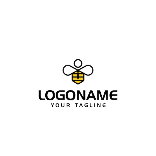 Diseño de logotipo de vector plano de abeja logotipo de marca y empresa