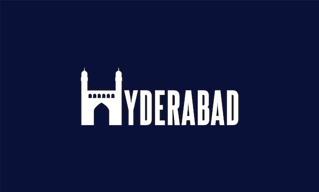 Diseño de logotipo de vector plano de la ciudad de Hyderabad Hyderabad con lugar icónico