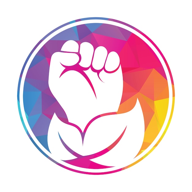 El diseño del logotipo del vector Power of nature con el símbolo o icono de la mano y el eco.