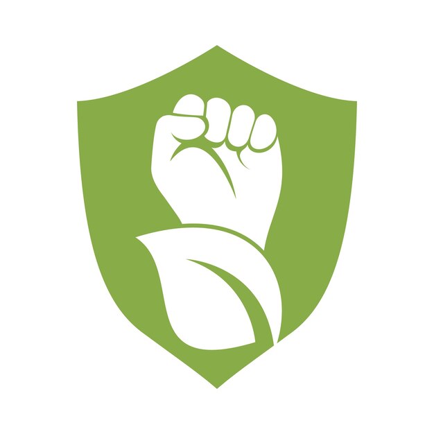 El diseño del logotipo del vector Power of nature con el símbolo o icono de la mano y el eco.