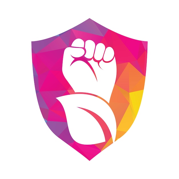 El diseño del logotipo del vector Power of nature con el símbolo o icono de la mano y el eco.